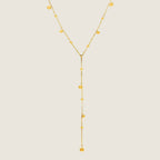 Gold Plated Delicate Y - Necklace with Beaded Accents