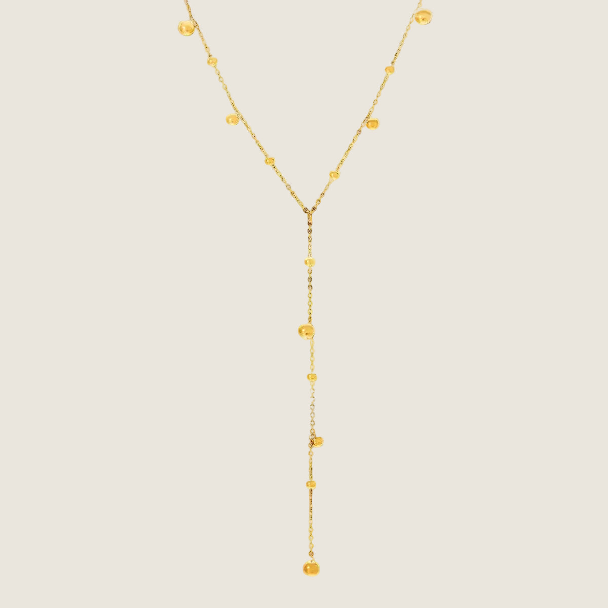 Gold Plated Delicate Y - Necklace with Beaded Accents