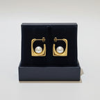 Geometric Pearl Stud Earrings