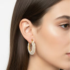 Double Row Zirconia Hoop Earrings