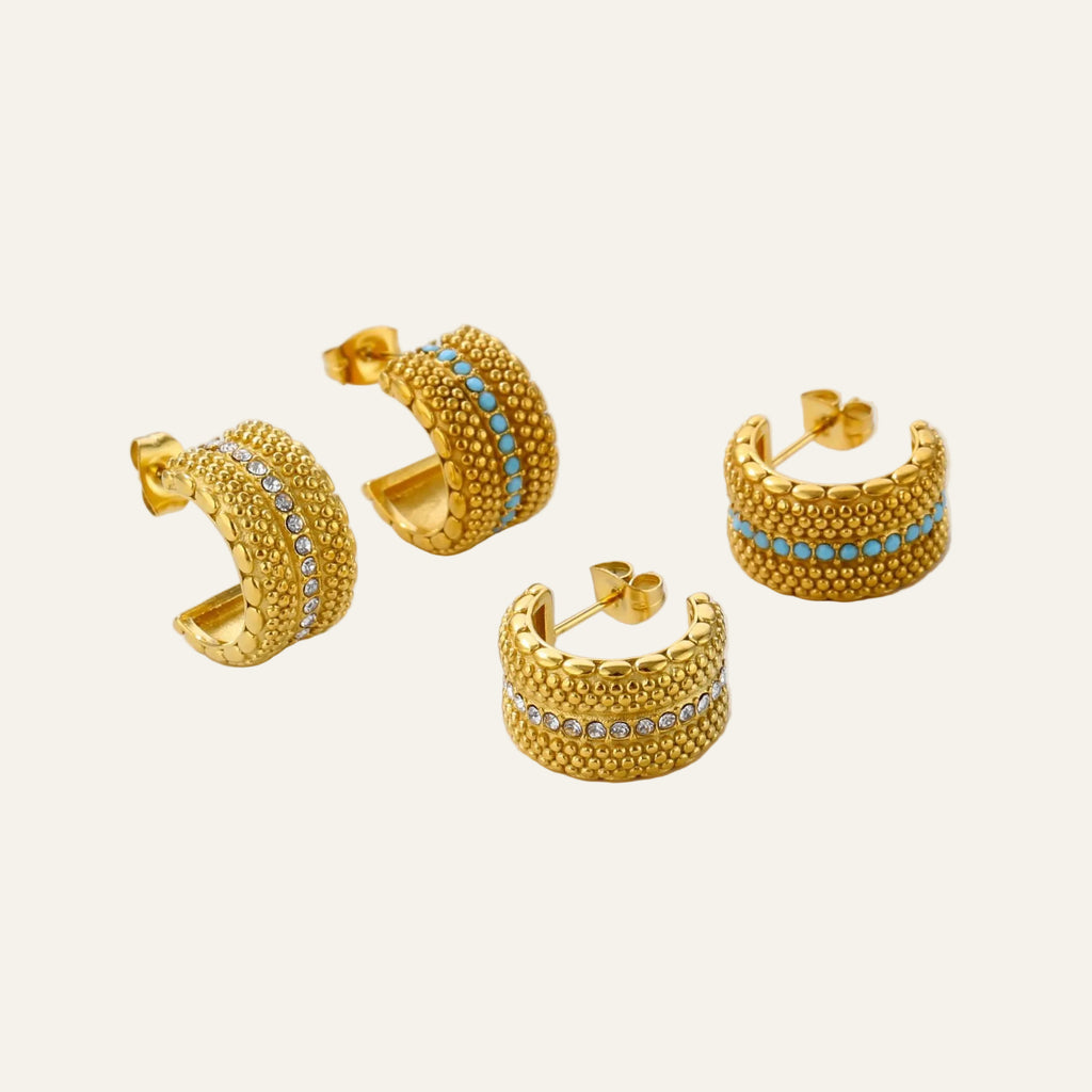 Huggie Earrings with Crystal Details