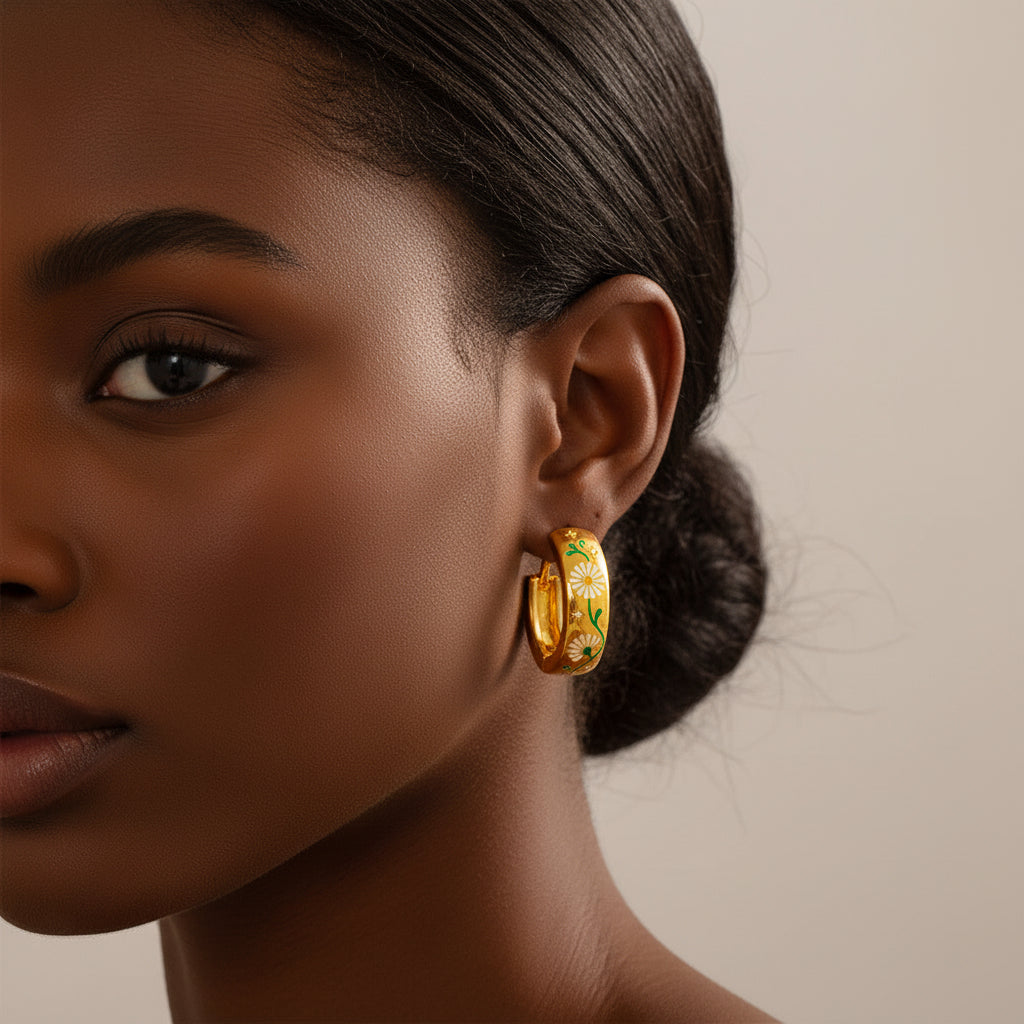 Floral Hoop Earrings