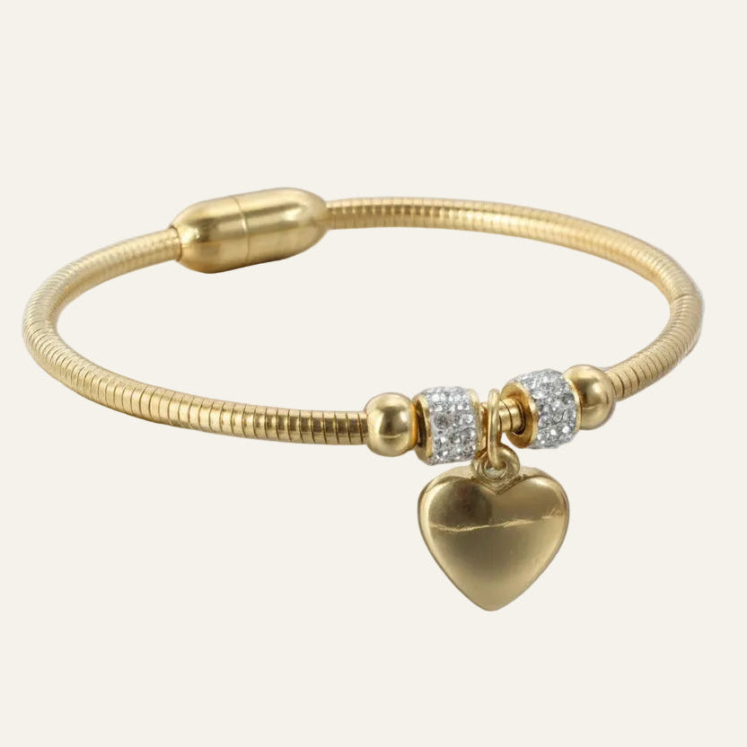 Heart Bangle Bracelet .