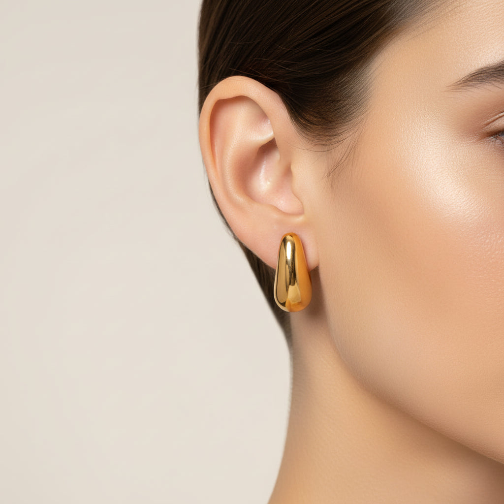 Bold Teardrop Earrings Gold Plated
