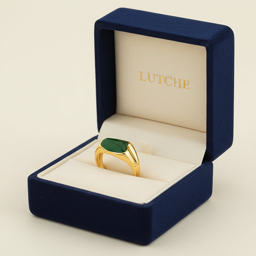Green Stone Gold Ring