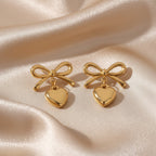 Romantic Elegance Heart Bow Earrings