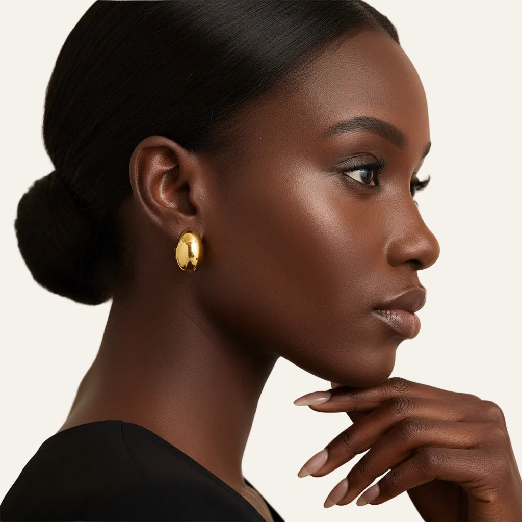 18K Gold Plated Bold Oval Hoop Earrings
