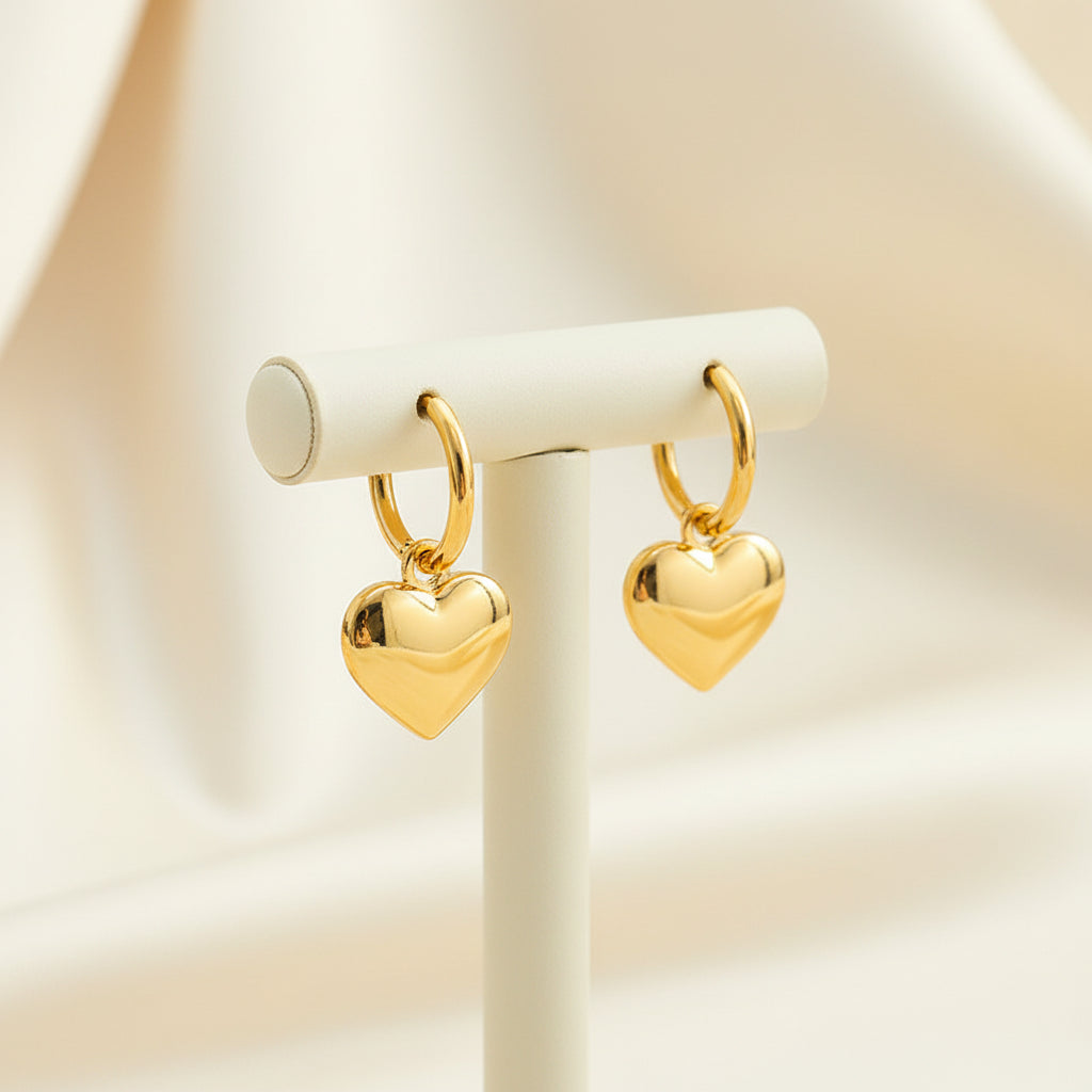 Lutche Heart Charm Hoop Earrings