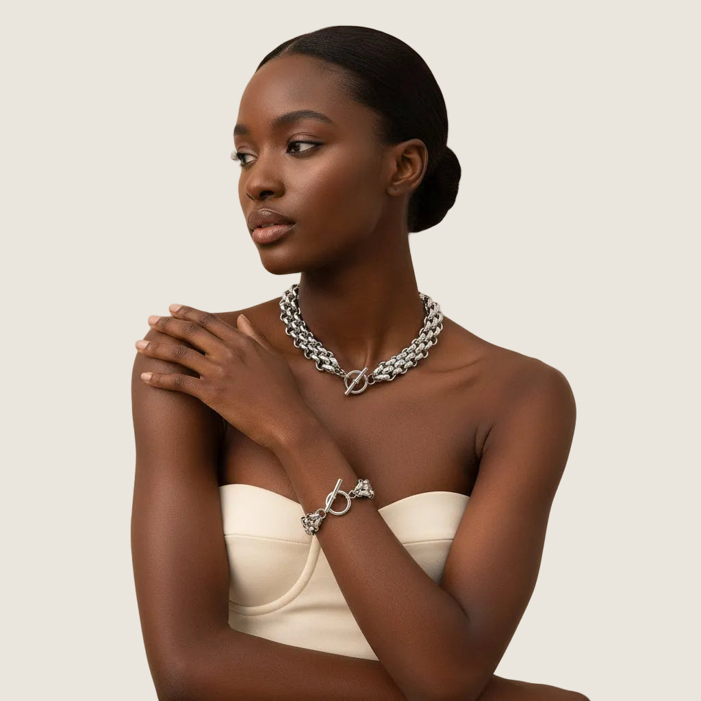 Bold Link Necklace & Bracelet Set