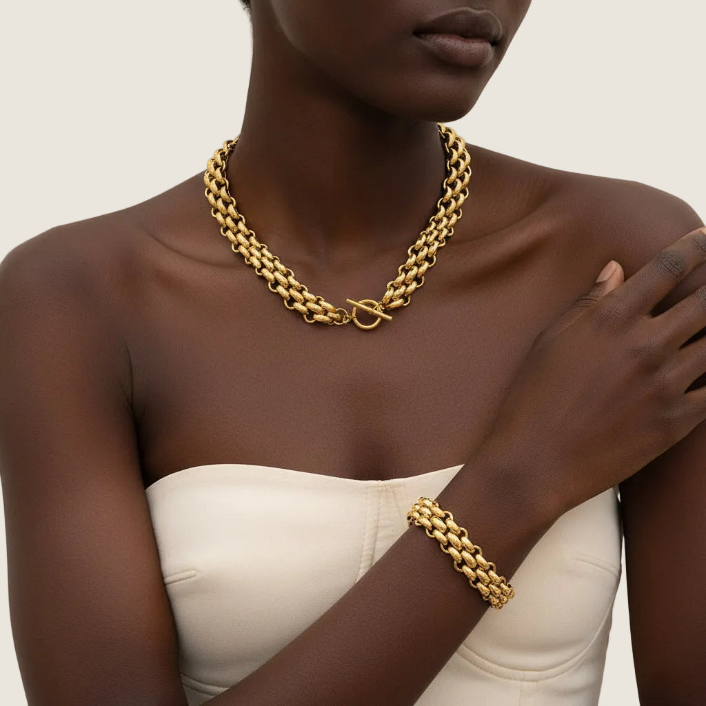 Bold Link Necklace & Bracelet Set