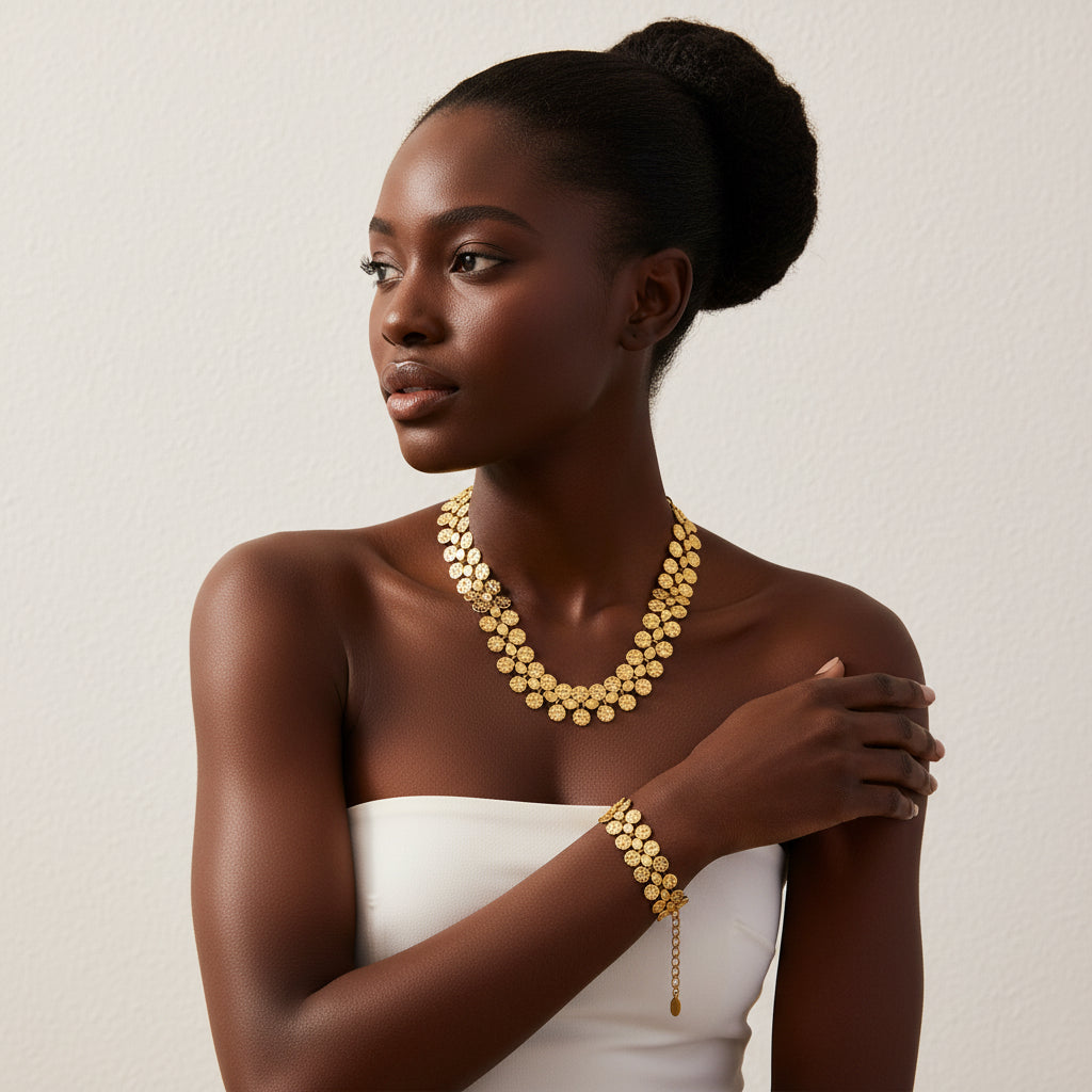 Radiant Disc Necklace & Bracelet Set