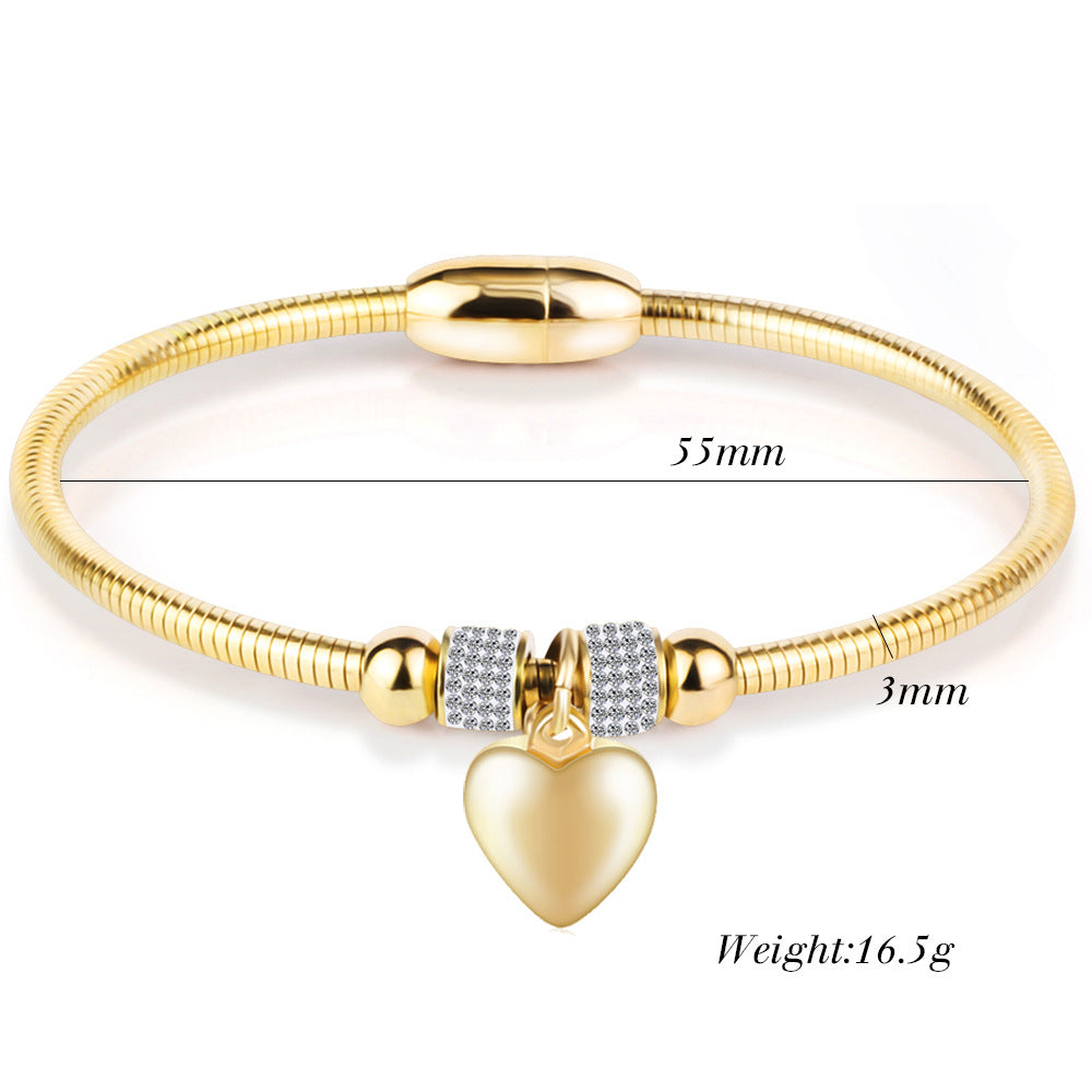 Heart Bangle Bracelet .