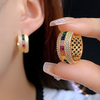 Gold Plated Stainless Steel Earrings with Zirconia Gemstones