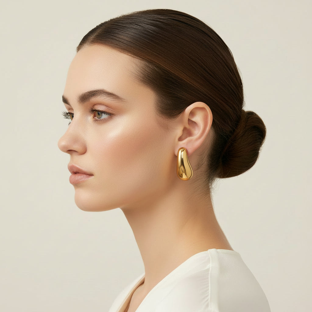 Bold Teardrop Earrings Gold Plated