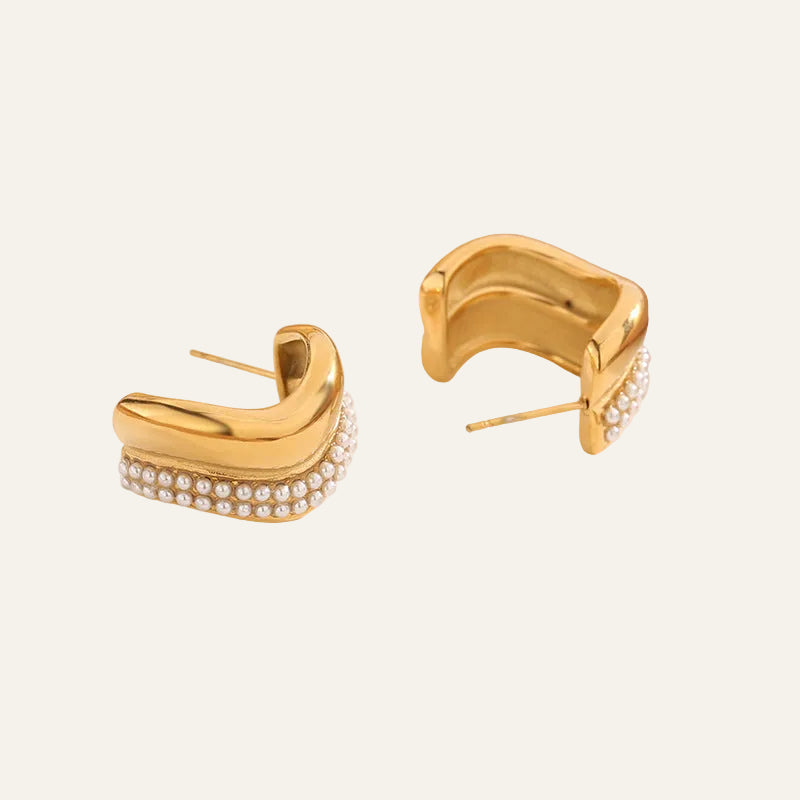 Gold Plated Wave Crystal Earrings