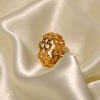 Gold Plated Chain Design Ring - Modern Statement Luxury.