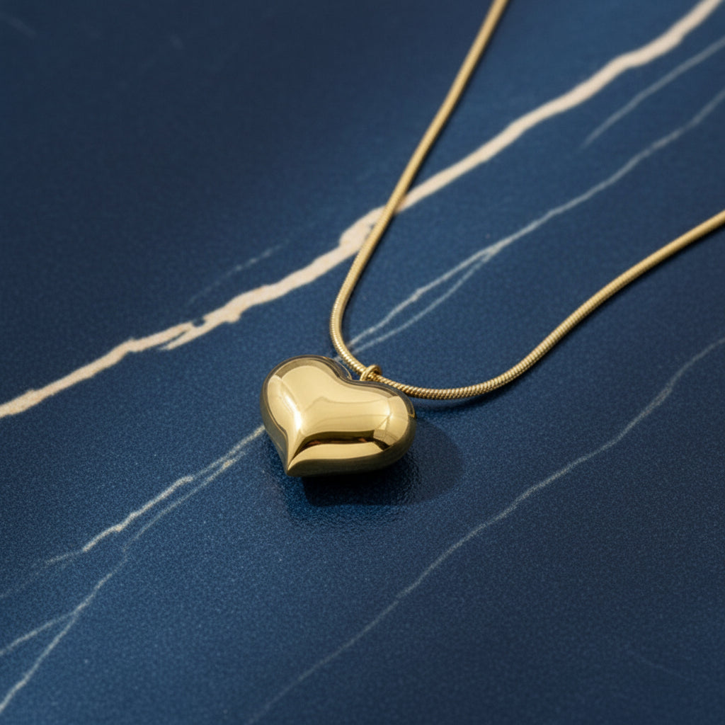 Golden Heart Minimalist Love Pendant Necklace