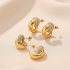 Curve Earrings with Crystal Pave Detail