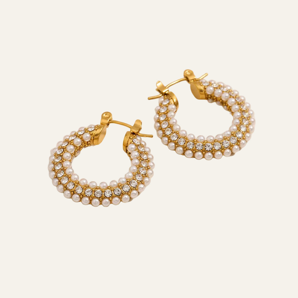 Double Row Zirconia Hoop Earrings