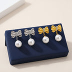 Elegant Charm Bow Earrings with Zirconia Accents