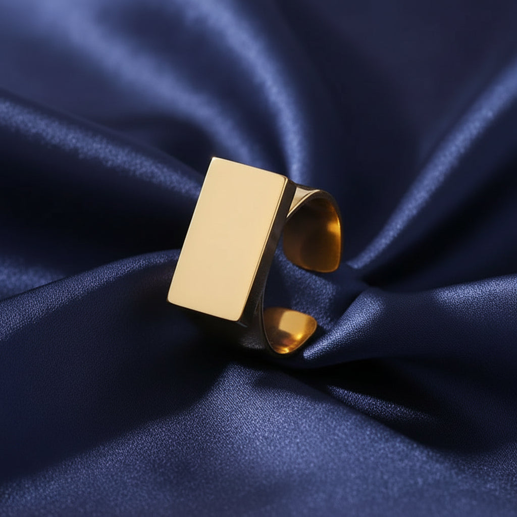 Gold Plated Adjustable Signet Ring