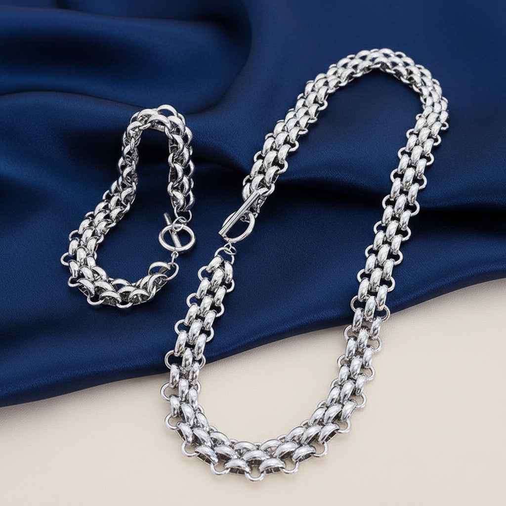 Bold Link Necklace & Bracelet Set
