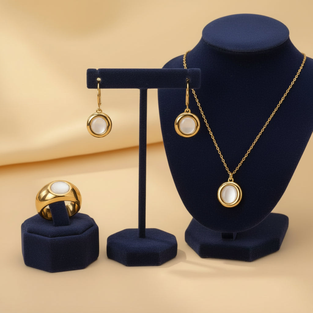 Opal Circle Jewelry Set