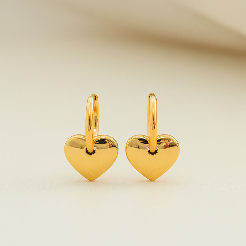 Lutche Heart Charm Hoop Earrings