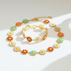 Floral Charm Necklace & Bracelet Set