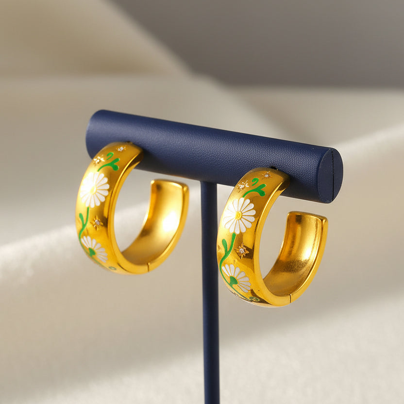Floral Hoop Earrings