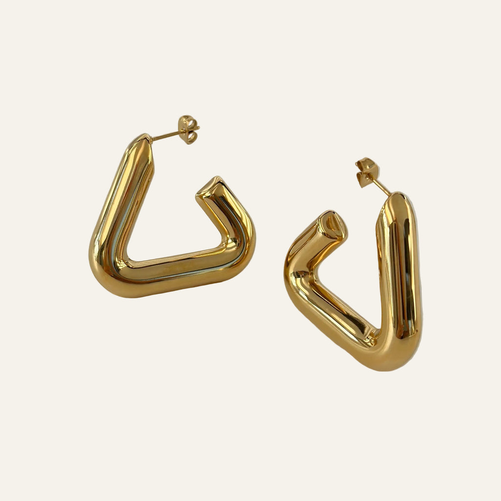18K Gold Plated Geometric Hoop Earrings