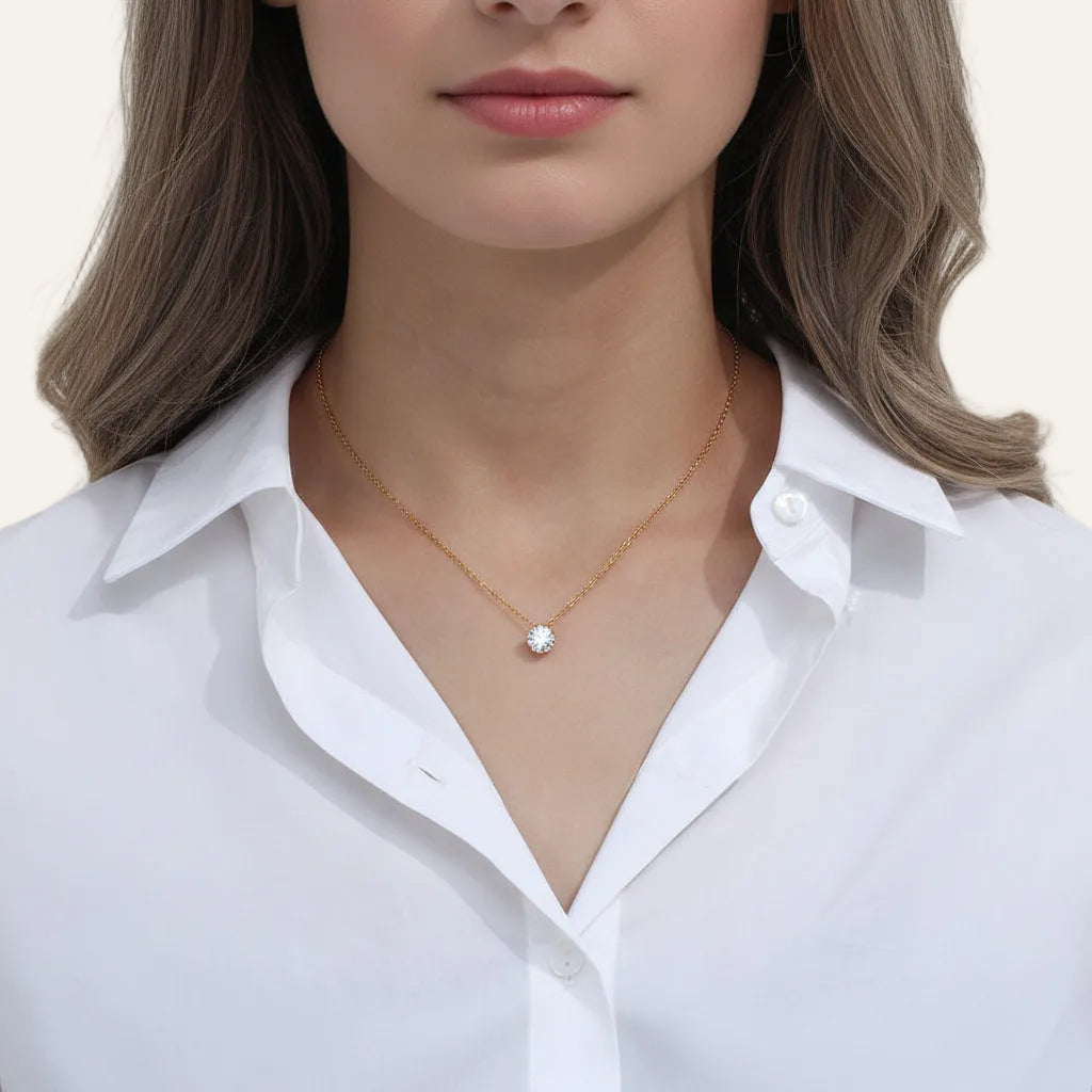 Gold Plated Solitaire Gemstone Necklace