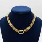 Gold Chain Necklace with Pavé Clasp – Waterproof