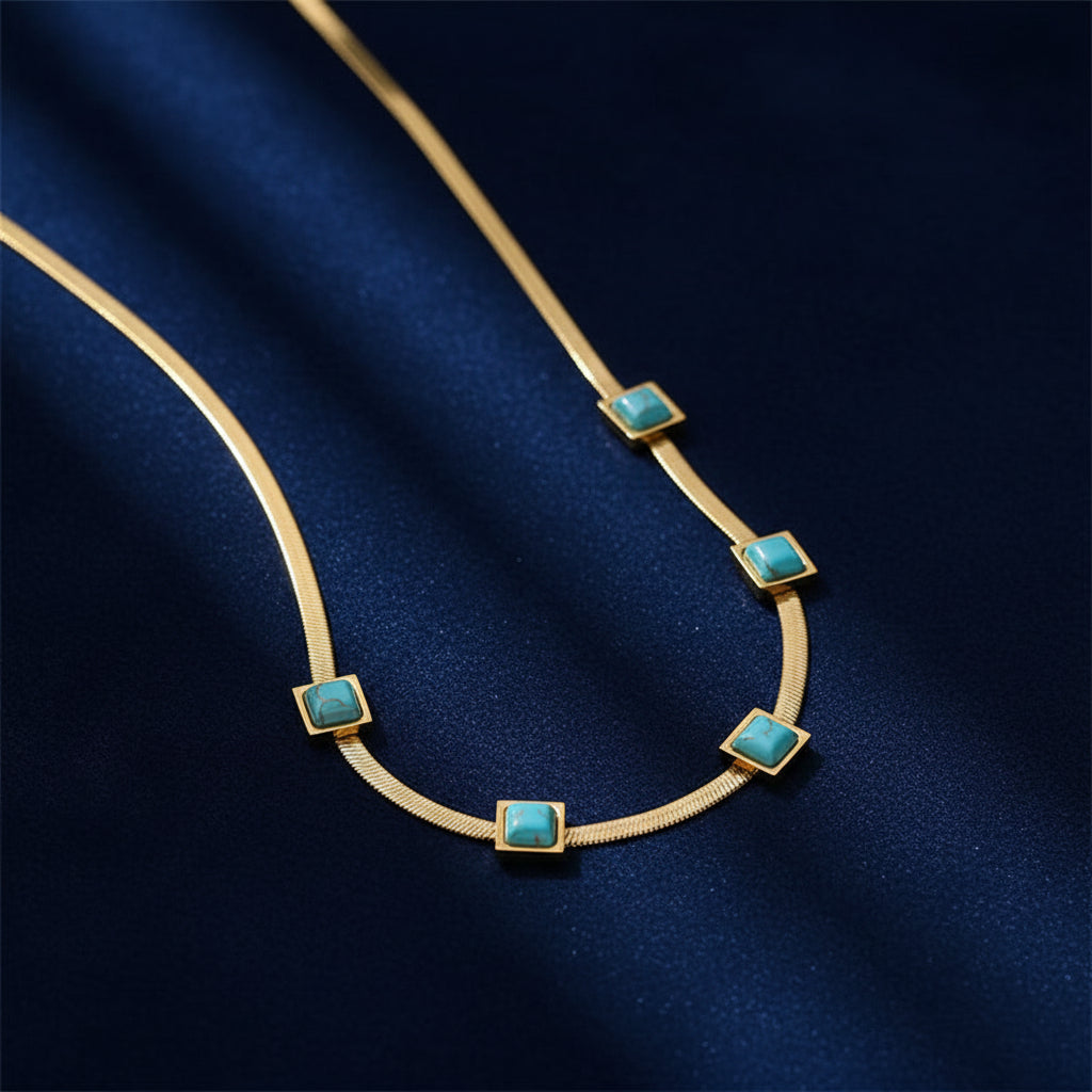 Square Turquoise Station Necklace
