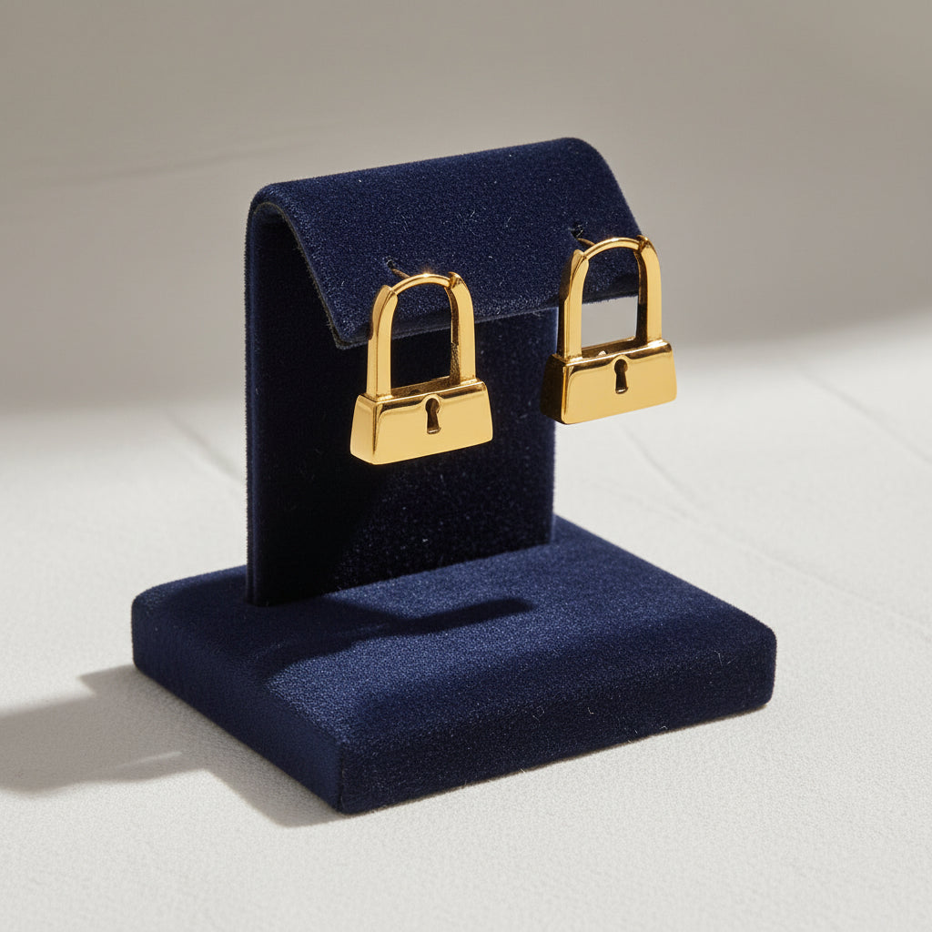 Modern Lock Hoop Earrings