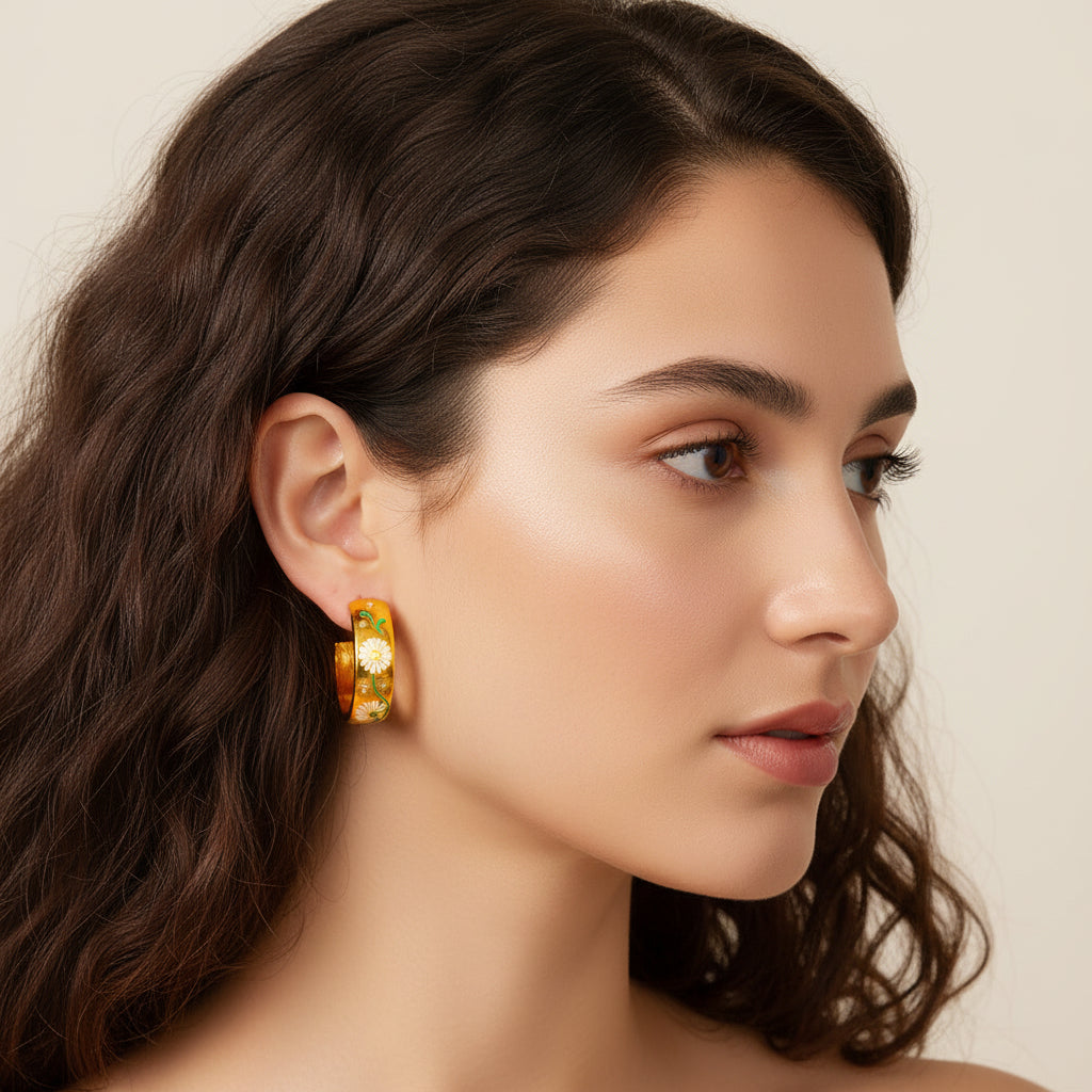 Floral Hoop Earrings