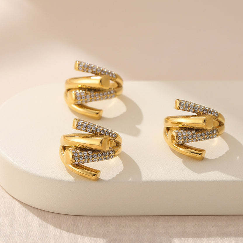 18K Gold-Tone Pave Wrap Rings