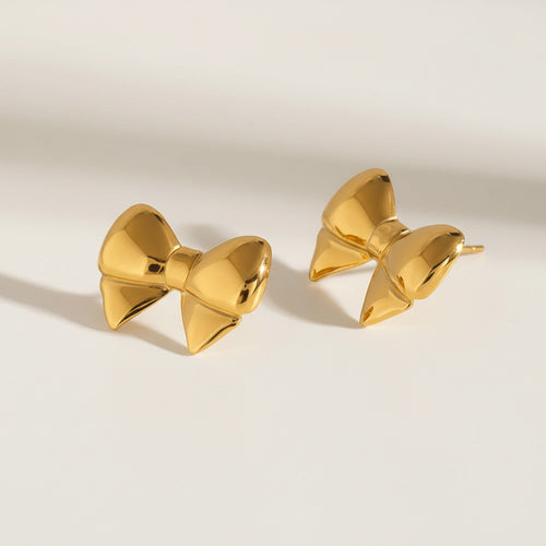 18K Gold Plated Bow Stud Earrings
