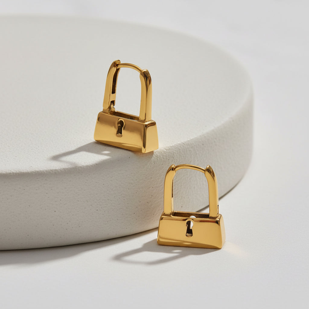 Modern Lock Hoop Earrings