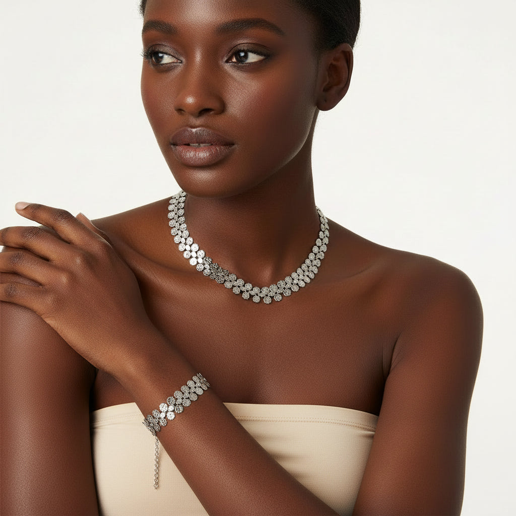 Radiant Disc Necklace & Bracelet Set