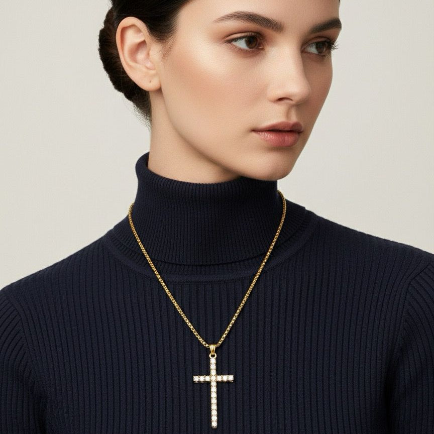 Cross Necklace with Zirconia