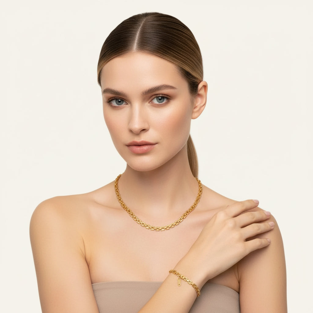 Lutche Signature Gold Chain Set – Necklace & Bracelet