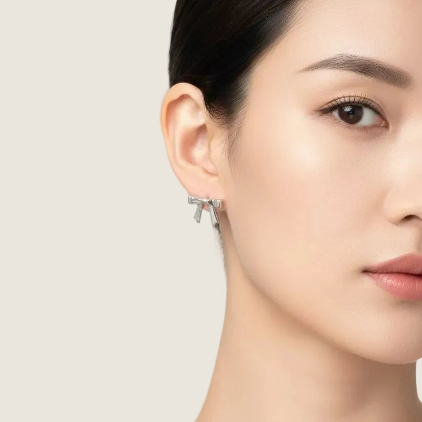 Golden Bow Stud Earrings