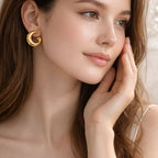 Golden Curve Hoop Earrings – Premium Waterproof Gold Plated