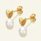 Heart Pearl Stud Earrings