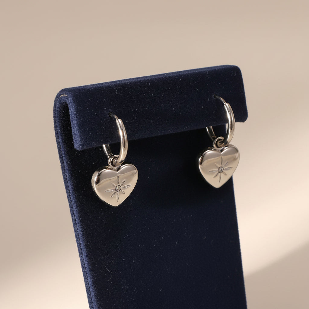 Heart Star Charm Hoop Earrings