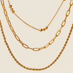 Triple Layer Gold Plated Chain Necklace