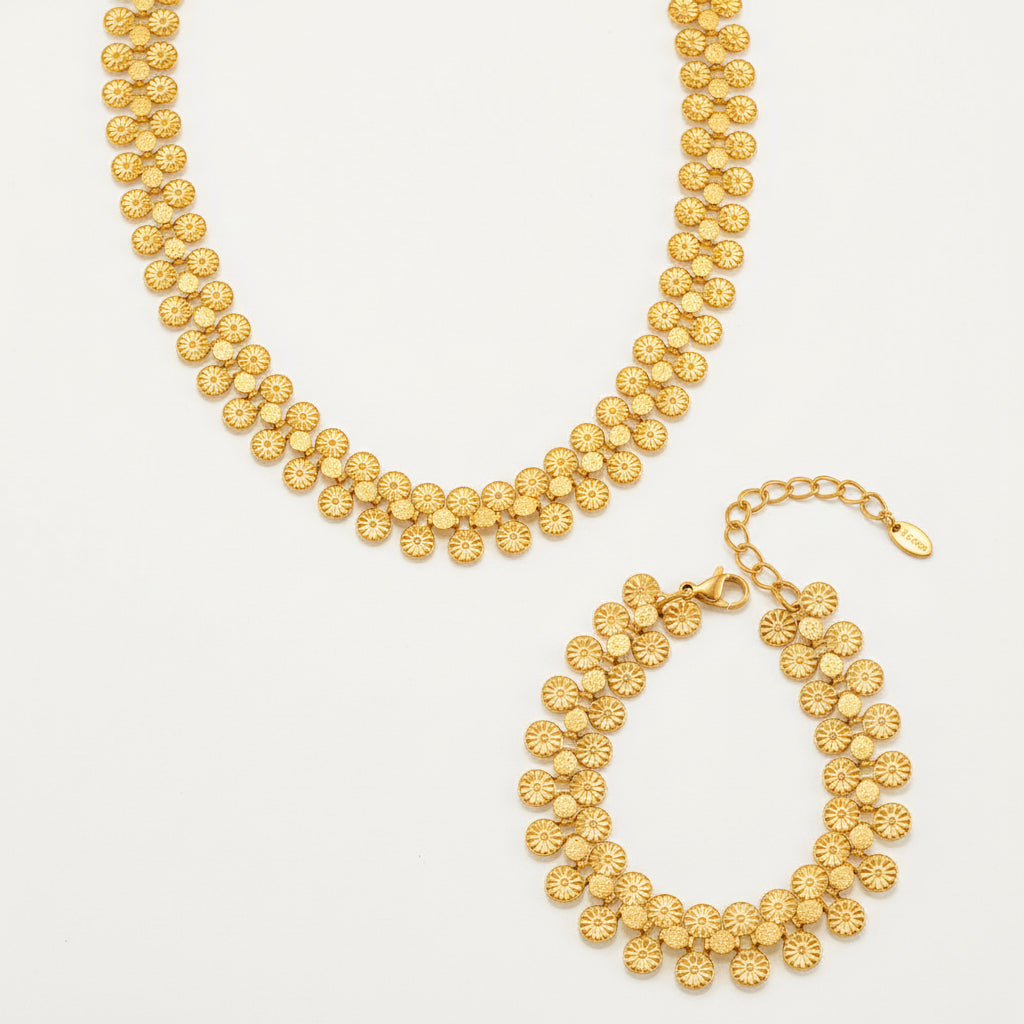 Radiant Disc Necklace & Bracelet Set