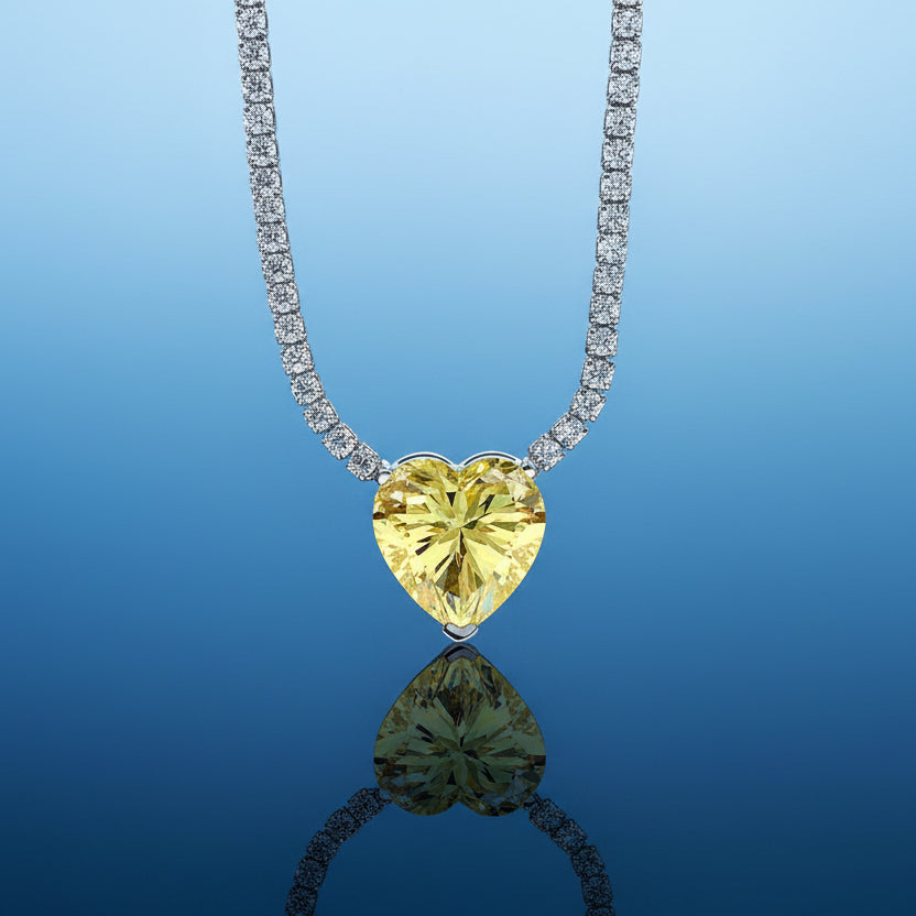 Rhodium Gold Plated Heart Necklace with Zirconia