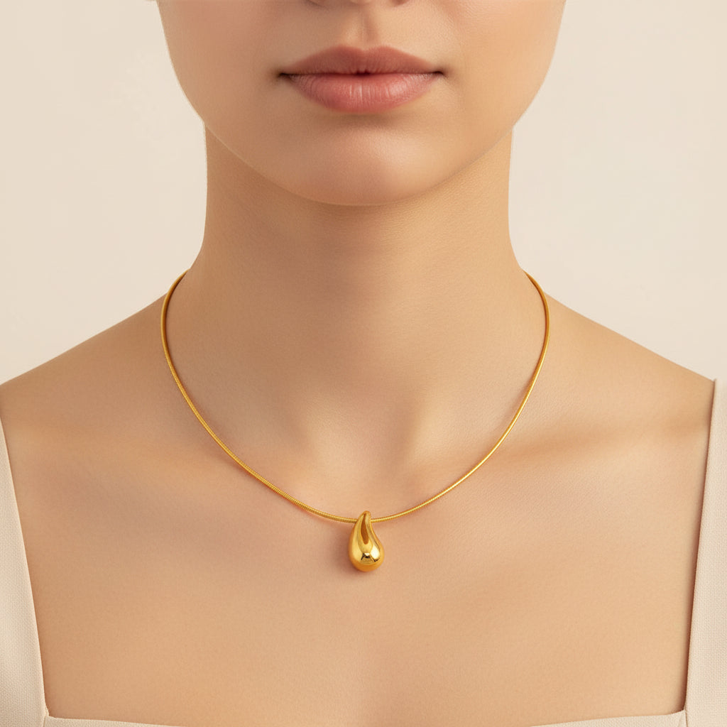 Minimalist Gold Drop Pendant Necklace